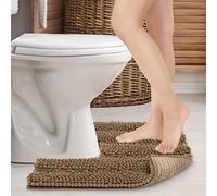 JARITTO Tappeto Bagno per Toletta Antiscivolo Assorbente Tappetino per WC Tappeto Doccia in Microfibra Lavabile in Lavatrice Moderno Forma a U - 51x51cm (Caffè)