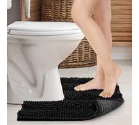 JARITTO Tappeto Bagno per Toletta Antiscivolo Assorbente Tappetino per WC Tappeto Doccia in Microfibra Lavabile in Lavatrice Moderno Forma a U - 51x51cm (Nero)