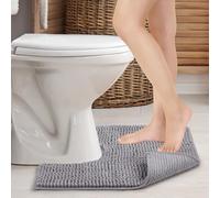 JARITTO Tappeto Bagno per Toletta Tappetino per WC Tappeto Doccia Antiscivolo Assorbente in Microfibra Lavabile in Lavatrice Moderno Forma a U - 50x50cm (Grigio)