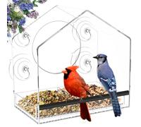 Jarkyfine Mangiatoia per uccelli da finestra con forti ventose, mangiatoie trasparenti per uccelli per la visualizzazione all'aperto, robusta e durevole, facile da pulire e riempire, per fringuelli
