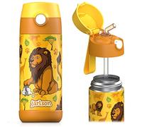 Jarlson® Borraccia Termica Bambini 350ml CHARLI [CON CANNUCCIA] - Bottiglia Acciaio Inox - Termos per Bambini e Bambine - Mantiene Freddo - Senza BPA - Ideale per Scuola, Sport e Viaggi (Leone 2)