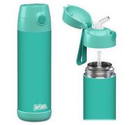 Jarlson® Borraccia Termica Bambini 500ml CHARLI [CON CANNUCCIA] - Bottiglia Acciaio Inox - Termos per Bambini e Bambine - Mantiene Freddo - Senza BPA - Ideale per Scuola, Sport e Viaggi(Turchese)