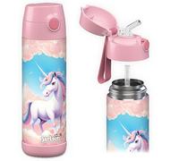 Jarlson® Borraccia Termica Bambini 500ml CHARLI [CON CANNUCCIA] - Bottiglia Acciaio Inox - Termos per Bambini e Bambine - Mantiene Freddo - Senza BPA - Ideale per Scuola, Sport e Viaggi(UNICORNO)