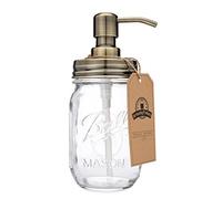 Jarmazing prodotti Mason Jar dispenser di sapone - ottone - con sfera in barattolo, 453,6 gram - in acciaio INOX