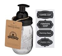 Jarmazing Products Mason Jar - Dispenser di sapone in schiuma, colore nero, con barattolo da 473 ml, confezione da 1