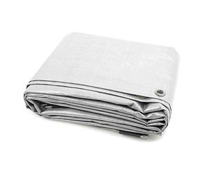 jarolift Telone Occhiellato Impermeabile, Telo di Copertura Multiuso in Polietilene 140 g/m², Resistente, 8 x 10 m, Bianco