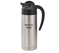 Jarra de acero inoxidable para leche entera S2SN100WHOLEET de Service Ideas, con base de acero inoxidable grabada de 1 L.
