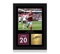 Jarrod Bowen - Espositore fotografico incorniciato, formato A4, firma digitale riprodotta, regalo per i fan del West Ham