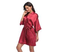 Jarseila Kimono in Raso da Donna Satin Kimono Vestaglia Bride Accappatoi e Vestaglia da Sposa Camicia da Notte Sexy Pigiama Rosso L