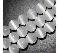 jartc Perline Per Braccialetti Energetico Braccialetto Yoga Braccialetto Fai da Te Perle di Pietra Bianco Occhio di Gatto Perline 45 Pezzi, 34CM,8 mm