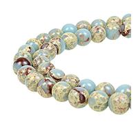 jartc Perline per Braccialetti Energetico Braccialetto Yoga Braccialetto Fai da Te Perle di Pietra Diaspro Imperiale Azzurro 45 Pezzi, 34CM,8 mm