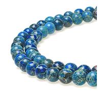 jartc Perline per Braccialetti Energetico Braccialetto Yoga Braccialetto Fai da Te Perle di Pietra Diaspro Imperiale Blu Cielo 45 Pezzi, 34CM,8 mm