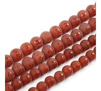 jartc Perline Per Braccialetti Energetico Braccialetto Yoga Braccialetto Fai da Te Perle di Pietra Naturale Mantra Sei Parole Agata Rossa 45 Pezzi, 34CM,8 mm