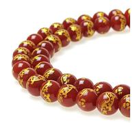 jartc Perline per Braccialetti Energetico Braccialetto Yoga Braccialetto Fai da Te Perle di Pietra Naturale Agata Rossa Intaglio Fenice 45 Pezzi, 34CM,8 mm