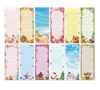JarThenaAMCS 12Pcs Seasonal Holiday Magnetic Notepads 30 Sheets Per Memo Pad Spring Summer Easter Valentine 4th of July Fall Halloween Winter Grocery Shopping To-Do List for Home Kitchen Refrigerator