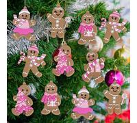 JarThenaAMCS 18 pezzi ornamenti natalizi da appendere a forma di bastoncino di zucchero rosa pan di zenzero ciondolo carino albero decorazione da appendere alla parete per Natale forniture per feste