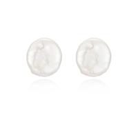 JaruJaru Orecchini da donna con perle barocche a forma di bottone, perle d'acqua dolce a forma di moneta/disco da 10-15 mm, raccolte a mano, ipoallergeniche, in argento Sterling 925, con retro piatto
