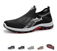 Jarv Cooling Comfort Sneaker, Atlacoast Summer Breathable Mesh Slip-On Casual Sports Walking Shoes (Black,39)