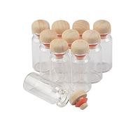 Jarvials 100 Pezzi 10ml Bottiglie Trasparenti di Vetro con Tappi, Questa Serie di Bottiglie di Vetro è Molto Unica, perché i Suoi Tappi Sono Diversi. (100, 10ml)