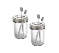 Jarware Set di 2 coperchi porta spazzolini da denti per barattoli a bocca larga, in acciaio inox
