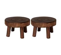 Jasaly 2 mini panchine in legno, supporto per piante, supporto per vasi di fiori, supporto per interni, scuro naturale, M