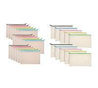 Jasaly 28 trousse in tela per trucchi, trousse da toilette, penne e monete, con cerniera, 10 pezzi colorati e 18 pezzi beige, Beige & Colore