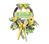 Jasaly Ghirlanda di Benvenuto Primaverile, Cartello di Benvenuto, Ghirlanda Decorativa con e Fiori, Decorazione per Festival, Decorazione per Interni Ed Esterni