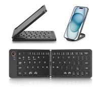 Jasaly Mini Tastiera Wireless Bluetooth Pieghevole (Sincronizzazione Fino A 3 Dispositivi), Tastiera Pieghevole Portatile per Android, Resistente e Facile da Usare, Nera
