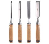 Jasaly Set di 4 Scalpelli In Legno In Acciaio al Cromo-Vanadio da 6/12/18/24 mm per Intaglio del Legno, Utensili da Falegname.