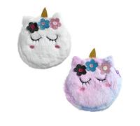 JASASCCEL Borsa a tracolla per ragazze e bambini, con unicorno sfocato, con simpatico animaletto arcobaleno tie dye in peluche borsa a tracolla portamonete, 2 pezzi, unicorno, tinta a cravatta, viola