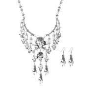 Jascatin Halloween Vintage creativo Halloween teschio collana orecchini set gioielli donna pirata cosplay costume costume costume, Eine Größe, Lega di acciaio, Nessuna pietra preziosa