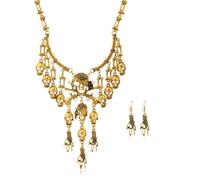 Jascatin Set di collana e orecchini a forma di teschio per Halloween, stile vintage, gioiello da donna, accessorio per travestimento, Misura unica, Metallo, Nessuna pietra preziosa