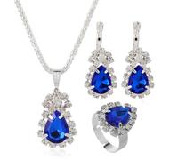 Jascatin Set di gioielli da sposa con collana e orecchini con strass scintillanti, set di gioielli da sposa accessori per le donne, Misura unica, Metallo, Nessuna pietra preziosa