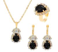 Jascatin Set di gioielli da sposa con collana e orecchini con strass scintillanti, set di gioielli da sposa accessori per le donne, Misura unica, Metallo, Nessuna pietra preziosa