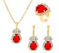 Jascatin Set di gioielli da sposa con collana e orecchini con strass scintillanti, set di gioielli da sposa accessori per le donne, Misura unica, Metallo, Nessuna pietra preziosa