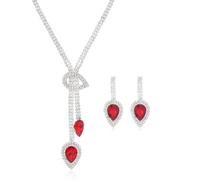 Jascatin Set di gioielli da sposa in cristallo con collana e orecchini con strass, collane da sposa, accessori da sposa per le donne, Misura unica, Metallo, Nessuna pietra preziosa