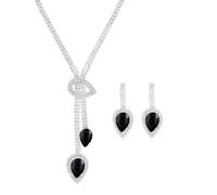 Jascatin Set di gioielli da sposa in cristallo con collana e orecchini con strass, collane da sposa, accessori da sposa per le donne, Misura unica, Metallo, Nessuna pietra preziosa