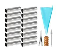 JasCherry 19 Pezzi Acciaio Inox Croissant Tubo Form Dritto Form Stampo Set con Accessori - 2 Tipi di Cannoli Tubo Stampi da Forno per Torte, Pane, Pasticceria Cream Roll Mold #7