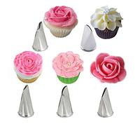 JasCherry 5 Pezzi Petalo Bocchette Decorative per Pasticceria Rosa Beccucci in Acciaio per Cupcake - Bocchette Ugelli Fiori Set per Decorazione Torte #A