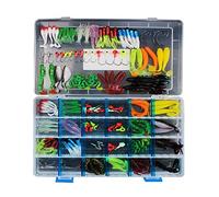JasCherry Esche Artificiali da Pesca Contiene Esche da Spinning, Vermi di Plastica, Rane, Ganci Singoli, Girelle,Pinze, ECC