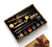 JasCherry Kit di Penna a Immersione e Inchiostro, Penna Piuma Vintage con Sigillo di Cera, 6 Inchiostro e 18 Pennini di Ricambio, Penne per Calligrafia per Firma, Diario, Scrittura e Disegno