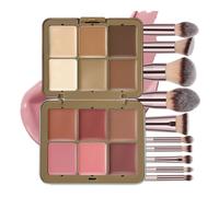 JasCherry Set Makeup 12 Colori con 10 Pennelli, Ombretti Opachi e Sfumati, Fard Cipria, Kit Trucco Facile per Principianti, Cruelty Free e Vegan, Ideale per Viaggio