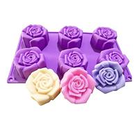 JasCherry Stampi per Caramelle e Cioccolatoin Silicone, Stampo da Forno a Forma di Fiore di Rosa a 6 Cavità per Cioccolato, Muffin, Cubetto di Ghiaccio, Sapone, Torta, Pane, Crostata, Budino