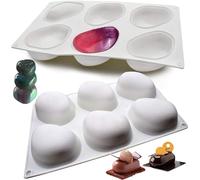 JasCherry Stampo per Torta in Silicone, 6 Cavità Forma di Pietra 3D, Stampo per Dolci e Cioccolato, Stampo per Torta per Mousse, Stampi per Cottura a Motivi, per Gelato Muffin Biscotti Gelatina
