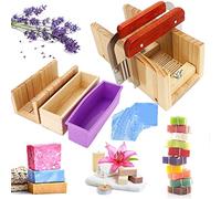 JasCherry Taglierina di Sapone Handmade Set - Scatola Fai da Te per la Fare di Sapone - Soap Cutter Strumenti Regolabile Scatola di Legno + 2 Coltello Dritto + 100 BorsaTrasparente #2