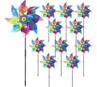 JASFLY 10 Pezzi Girandole Spaventa Uccelli Mulino a Vento Riflettente Girandola Riflettente Repellenti per Uccelli a Girandola per Proteggere Giardini Fattorie Cortili (Rosso)