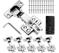 JASFLY 6 Pezzi Cerniere per Ante Acciaio Inossidabile, 110 Gradi 35 mm Cerniere per Ante Cucina con 36 Viti e Ammortizzatore per Bagno Camera da Letto Sala da Pranzo