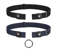 JasGood 2 cinture senza fibbia, cintura elastica invisibile, cintura elastica elastica per uomo e donna, cintura elastica regolabile senza fibbia per jeans, D-nero+blu, Anzug für Taillengröße 85cm