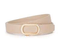 JasGood Cintura a cricchetto da donna, larghezza 3,1 cm, automatica, in pelle, per jeans, pantaloni con fibbia scorrevole dorata, cachi, XL:130cm(Taillengröße 96-110cm)