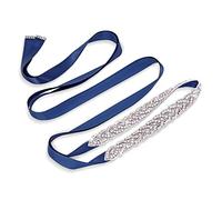 JASGOOD Cintura da sposa fatta a mano con strass di cristallo intrecciato per abito da sposa, 02 Blu Navy, Etichettalia unica